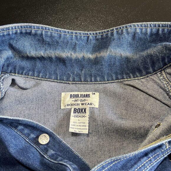 Boxx Jeans Jacket Large Blue Denim Utility Chore Loose Fit Hip Hop 90's Y2K Vtg - Picture 11 of 15